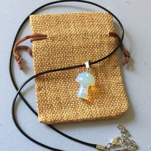 Opalite Mushroom Necklace Crystal Mushroom Necklace Boho Jewelry Mushie Necklace
